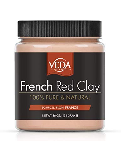 NEW! VEDA French Red Illite Clay | 100% Pure | From Natural French Clay Deposits | 16 oz. (454 grams)