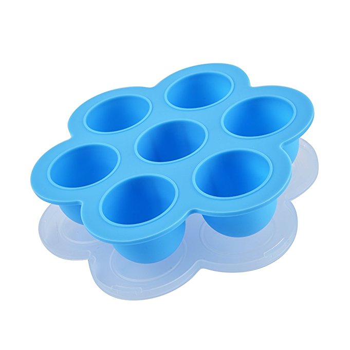 Lakatay Silicone Egg Bites Molds With Lid For Instant Pot Accessories 5 6 8 qt Pressure Cooker Reusable Storage Container-Blue