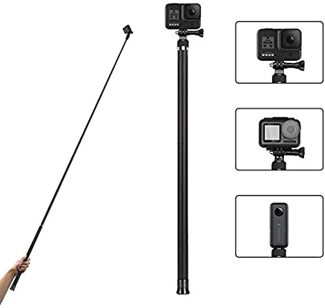 TELESIN Ultra Long Selfie Stick for GoPro Hero 2018 Hero 7 Hero 6 Hero 5 Black, Hero 4 3  Session Xiaomi Yi Camera, Extendable at 3 Lengths 22" 47.2" 106" Carbon Fiber Lightweight Selfie Pole Monopod