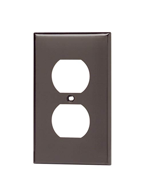 Leviton 80703 1-Gang Duplex Device Receptacle Wallplate, Standard Size, Thermoplastic Nylon, Device Mount, Brown