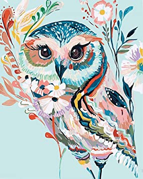 Diamond Painting by Number Kits 5D Diamond Painting Full Drill Embroidery Rhinestone Arts Craft Canvas for Home Wall Decor, 11.8 x 15.8 inch (Owl)