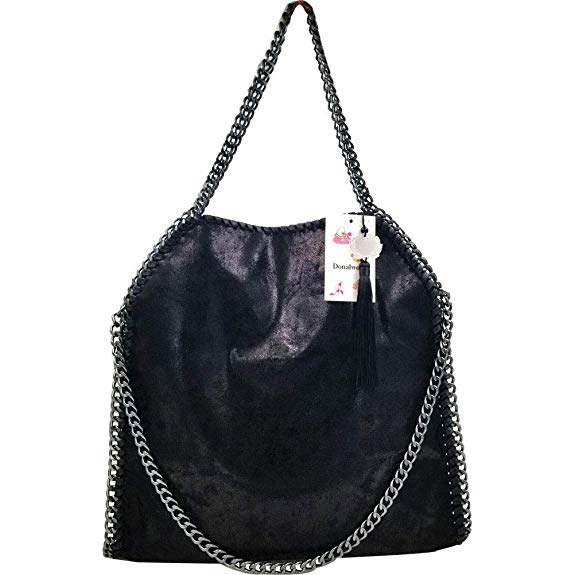 Donalworld Women Chain Paillette Casual Tote PU Leather Shoulder Bag Purse