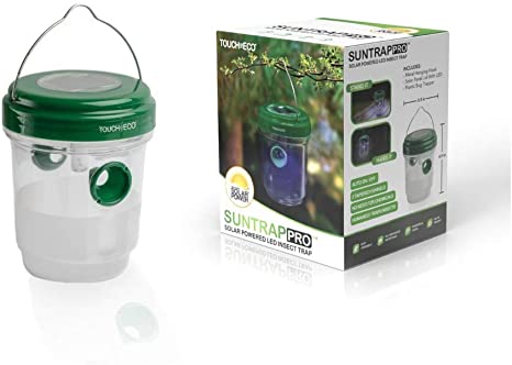 Touch Of ECO Solar LED Mosquito & Insects Trap - Effective and Reusable Outdoor Trap for Trapping Mosquitos & Insects - Bright UV LED Light