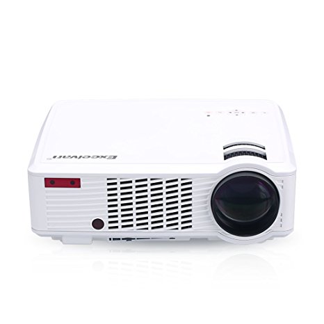 Excelvan LED3302 HD 1080P Standard 2000 Lumens Home Cinema Theater Multimedia LCD Video Projector Red Blue 3D Effect with VGA USB TV AV HDMI,White