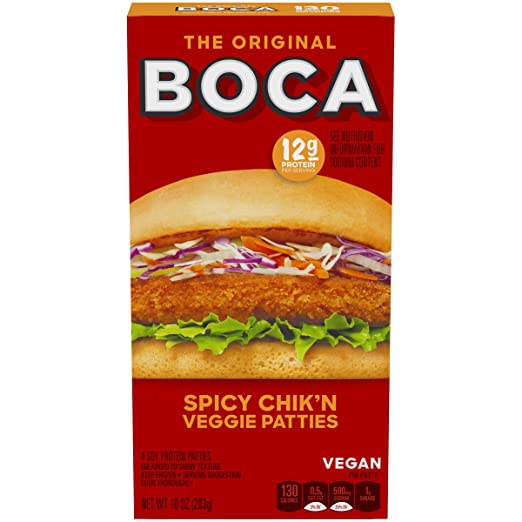 Boca Original Spicy Chik'n Frozen Vegan Patties (4 Count)