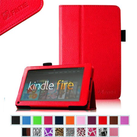 Fintie Kindle Fire 1st Generation Case - Slim Fit Folio Stand Leather Cover for for Amazon Kindle Fire 7 Tablet will only fit Original Kindle Fire 1st Gen - 2011 release no rear camera Red