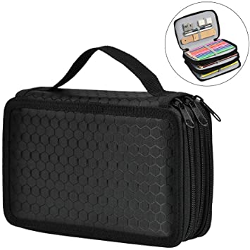 YOTINO 55 Slots Multi Layer Pencil Case, Pencil Holder Organizer Students Pen Pouch Bag Stationary Case for Art School Office Travel, Black