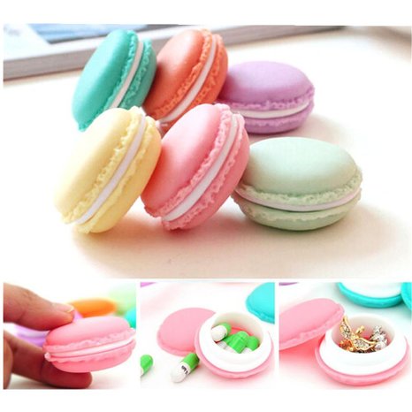 6 Pack PCS Mini Earphone Necklace Erarring Toys Macarons Bag Storage Box Candy Jewelry Organizer Pill Case Container