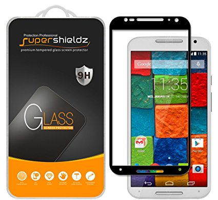 Supershieldz For Motorola Moto X (2nd Generation / 2nd Gen) Tempered Glass Screen Protector, [Full Screen Coverage] Anti-Scratch, Bubble Free (Black)