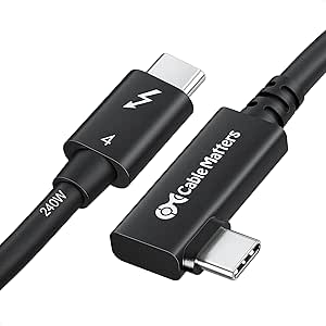 Cable Matters [Intel Certified] Rechtwinkliges Thunderbolt 4 Kabel 40 Gbit/s, mit 8K Video, 240W Laden – 0,8 m, Thunderbolt-4 Kabel 90 Grad kompatibel mit USB-4, Thunderbolt 3 Kabel und USB C