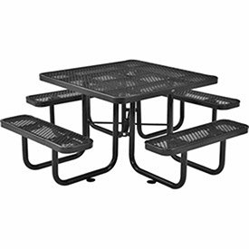 46" Expanded Metal Square Picnic Table, Black