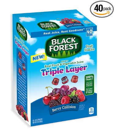 Black Forest Triple Layer Fruit Snacks, Berry Collision, 0.8 Ounce Bag, Pack of 40