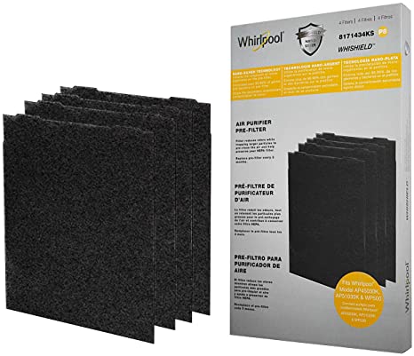 Whirlpool 8171434KS Genuine Charcoal Pre-Filter - Whishield Anti-Microbial Activated - Replacement Fit for Air Purifier AP51030K, AP45030K, APR45130L and WP500, Large - 4 Pack