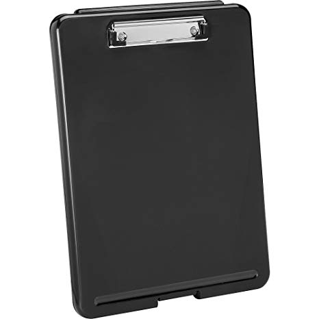 1InTheOffice Plastic Storage Clipboard, Black,Letter Size,