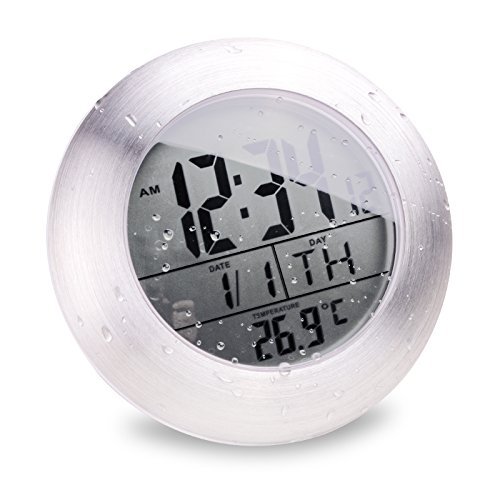 Itian Suction Cup Waterproof Kitchen Bathroom Digital Clock with Digital Thermometer