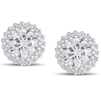 Victoria Townsend Cubic Zirconia Round Halo Stud Earrings (4.8 cttw)