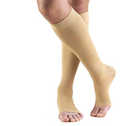 Truform Open Toe, Knee High 30-40 mmHg Compression Stockings, Beige, X-Large