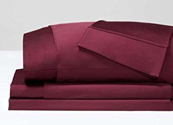 SHEEX Original Performance Sheet Set with 2 Pillowcases, Ultra-Soft Fabric, Garnet, King/Cal King