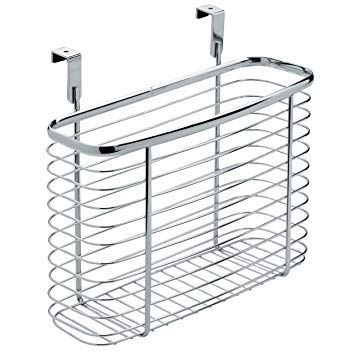 InterDesign Axis Over the Cabinet Kitchen Storage Organizer Basket for Aluminum Foil, Sandwich Bags, Cleaning Supplies - Medium, Chrome