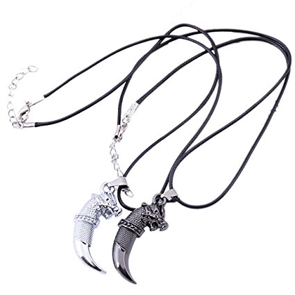 Meily® Wild Stainless Steel Titanium Wolf Tooth Necklace Pendants Jewelry