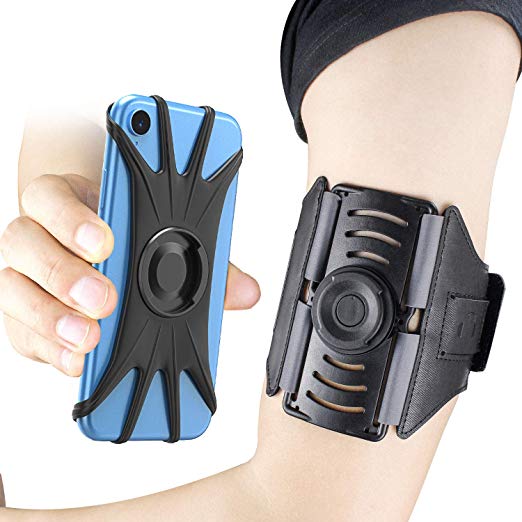 Bovon Phone Armband, [Detachable Magnetic] 360° Rotatable Running Armband Phone Holder Compatible with 4"-6.5" Cellphone, Adjustable Sports Arm Band with Key & Headphone Slot for Jogging Gym