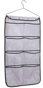 Misslo Durable Hanging Closet Double Sided Bra Stocking Clothes Socks Organizer with Large Mesh Pockets (15 Large Pockets, White)