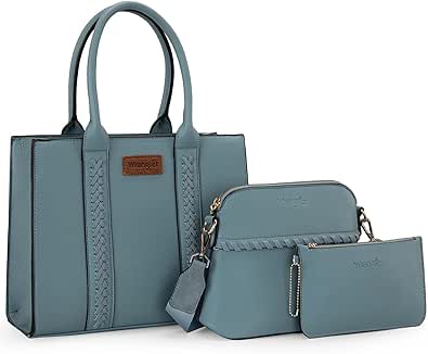 Wrangler Designer Tote Bag for Women Medium Crossbody Purse Cute Wallet 3Pcs Handbags Set Gift