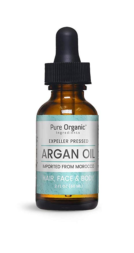 Argan Oil (2 fl oz) by Pure Organic Ingredients, Glass Dropper for Easy Use, Rich in Fatty Acid, Nourish Hair, Restore Health & Elasticity to Dry & Damaged Skin