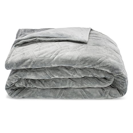 2-Piece Weighted Gravity Blanket Bundle by Aura (15 lbs) | Includes Removable, Machine-Washable Outer Duvet Cover | For Adults Between 120-170 Pounds | 48"x78" | Gray Cover and Navy/Gray Inner