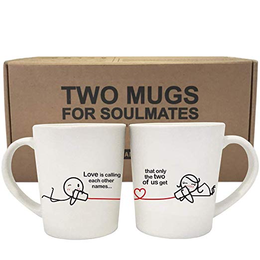 BOLDLOFT Between You & Me His and Hers Coffee Mugs-Couple Coffee Mugs,Couple Gifts, Valentines Day Gifts for Boyfriend, Valentines Gifts for Girlfriend, Anniversary Gifts for Couple, Love Gifts