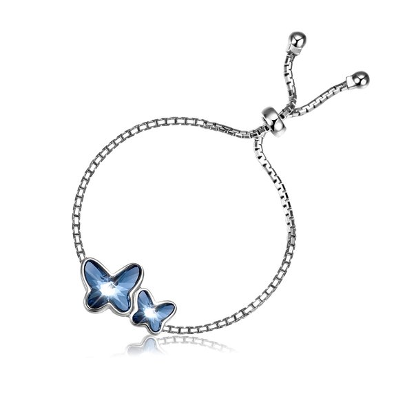 T400 Jewelers Swarovski Elements Crystal Butterfly Shape Bangle Bracelet