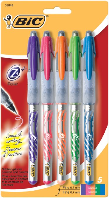 BIC Z4 Rollerball Fine Point 07 mm 5-Pack Assorted Colors
