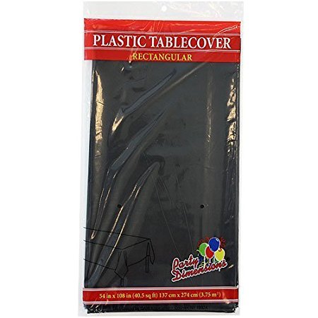 Plastic Party Tablecloths - Disposable, Rectangular Tablecovers - 4 Pack - Black - By Party Dimensions