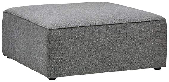 Rivet Audrey Modern Ottoman, 39"W, Grey Storm