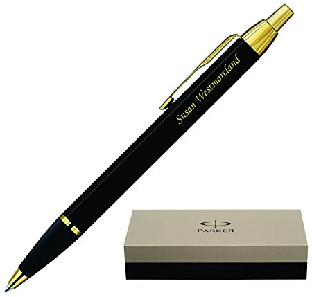 Engraved / Personalized Parker IM Black Gold Trim Ballpoint Gift Pen. Customized by Dayspring Pens, Fast 1 Business Day Engraving Time