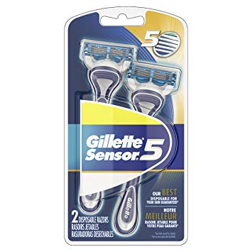 Gillette Sensor5 Men's Disposable Razors, 2 Count, Mens Razors / Blades