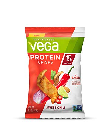 Vega Protein Crisps, Sweet Chili, 12 Count, 1.6 ounce bags, Vegan, Gluten Free Snack