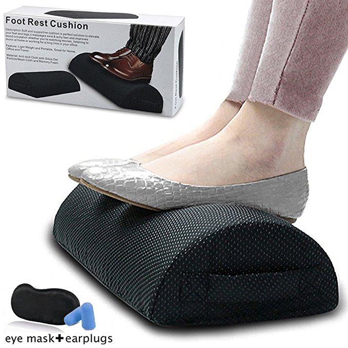 Foot Rest Cushion Under Desk and High Density Memory Foam Footrest,Half Moon Bolster Pillow Design for Optimum Leg Clearance To Relieve Leg,Foot,Hip,Ankle and Joint Pain for Travel,Office & Home