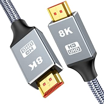 8K HDMI 2.1 Cable 2m,Snowkids Ultra High Speed 48Gbps HDMI 2.1 cable,Ultra HD 8K@60HZ,4K@120HZ eARC HDR10 4:4:4|21:9,HDCP 2.2/2.3 Dolby,3D,VRR, Compatible with Play-station 5/PS-5/Roku TV/HDTV/PC (2)