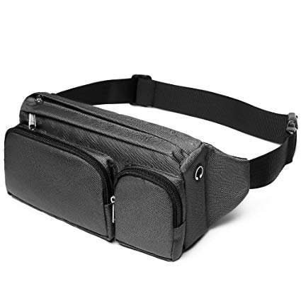 Cambond Waist Bag Pack, Large Fanny Pack for Men Women Waist Pack Hip Bum Bag with Headphone Jack and Adjustable Strap for Outdoors Workout Traveling Casual Running Hiking Cycling