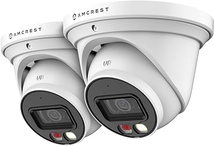 Amcrest 2-Pack UltraHD 4K (8MP) IP PoE AI Camera, 49ft Nightcolor, Security Outdoor Turret Camera, Built-in Mic, Human Detection, Active Deterrent, 129° FOV, 4K@15fps 2PACK-IP8M-2779EW-AI (White)