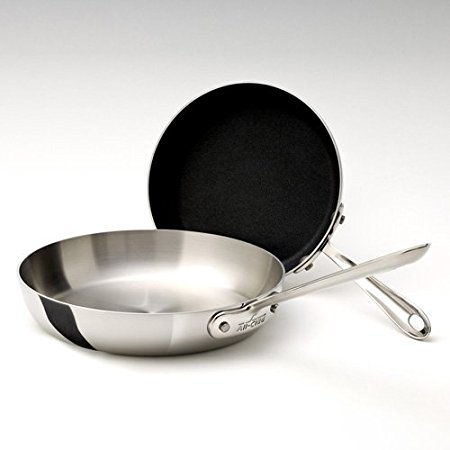 All Clad 9 Inch Stainless Steel French Skillet and 7.5 Inch Non Stick French Skillet Set