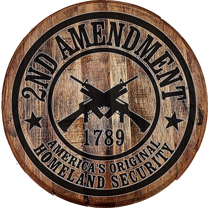 Whiskey Barrel Head 2nd Amendment America's Original Homeland Security Wall Decor Bar Sign Man cave Accessories for Room
