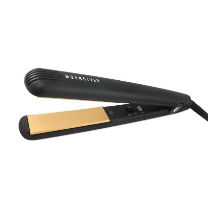 Moonriver Beauty 1 inch Ceramic Flat Iron Hair Straightener 110V-220V Dual Voltage with Travel Pouch Gold
