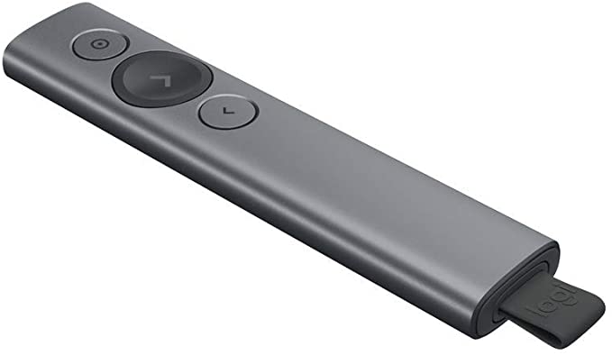 Logitech Spotlight Presentation Remote - Advanced Digital Highlighting with Bluetooth, Universal Presenter Clicker, 30M Range and Quick Charging – Grey