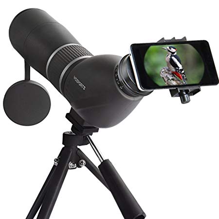 Spotting Scope,15-45X60 Waterproof Monocular Telescope Bird Watching Outdoor Viewing with Tripod and Digiscoping Adapter