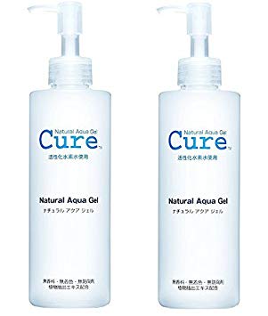Cure Natural Aqua Gel, 250 ml Set of 2 with ZENKAN original Bonus Microfiber Makeup Remover Face Cloth