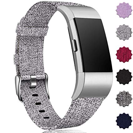 Maledan Compatible with Fitbit Charge 2 Bands for Women Men, Breathable Woven Fabric Replacement Accessory Strap Compatible with Fitbit Charge 2 and Charge 2 SE Fitness Activity Tracker, Large Small