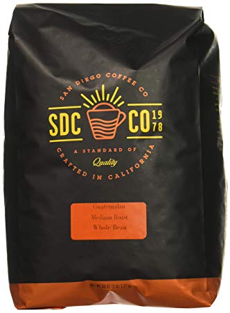 San Diego Coffee Guatemalan, Medium Roast, Whole Bean, 5-Pound Bag