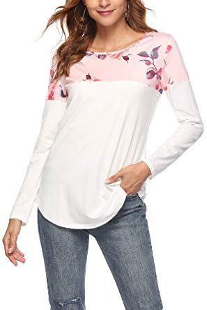 LovInParis Women's Floral Short Sleeve Tops Summer Casual T-Shirt White Blouses A8003